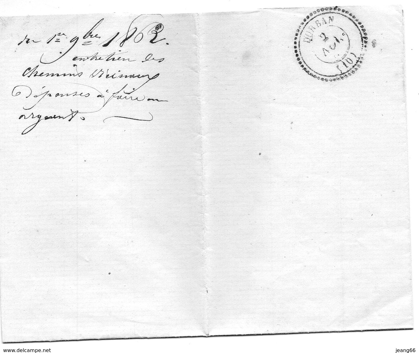 Cachet 22 DURBAN (10) Sur L.A.C. Du 2/11/1862. - 1849-1876: Période Classique