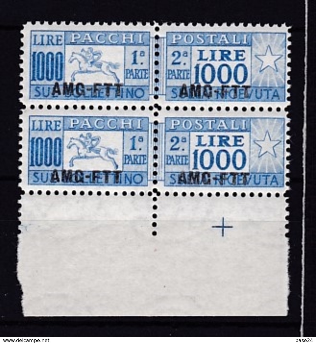 1954 Italia Italy Trieste A  CAVALLINO Coppia 1000 LIRE Azzurro Oltremare MNH**  Pacchi Postali Parcel Post - Postal And Consigned Parcels