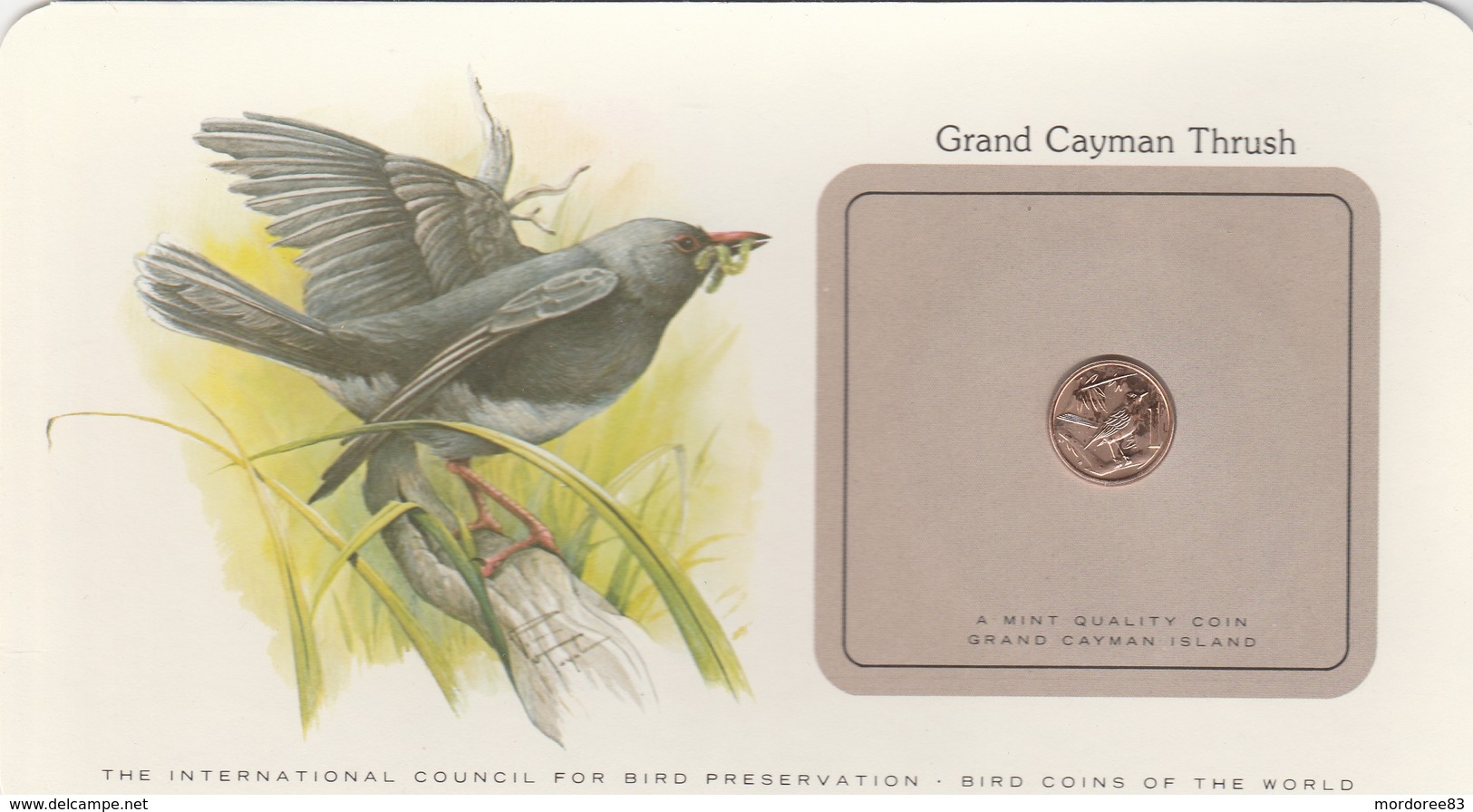 BIRD COINS OF THE WORLD - PIECE D OISEAUX  - 1 - GRAND CAYMAN THRUSH - Merle De Grande Caïman - 1980 - British Caribbean Territories