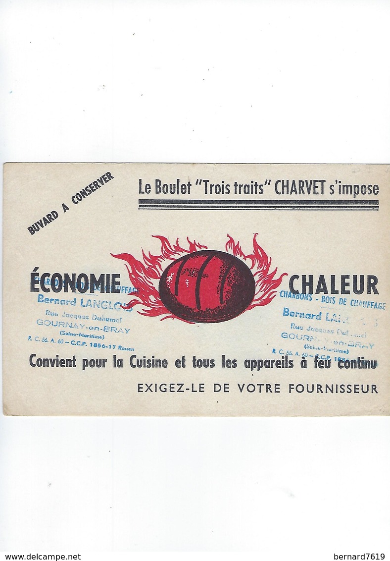 Buvard  Le Boulet Trois Traits Charvet Economie Chaleur - Brandstoffen