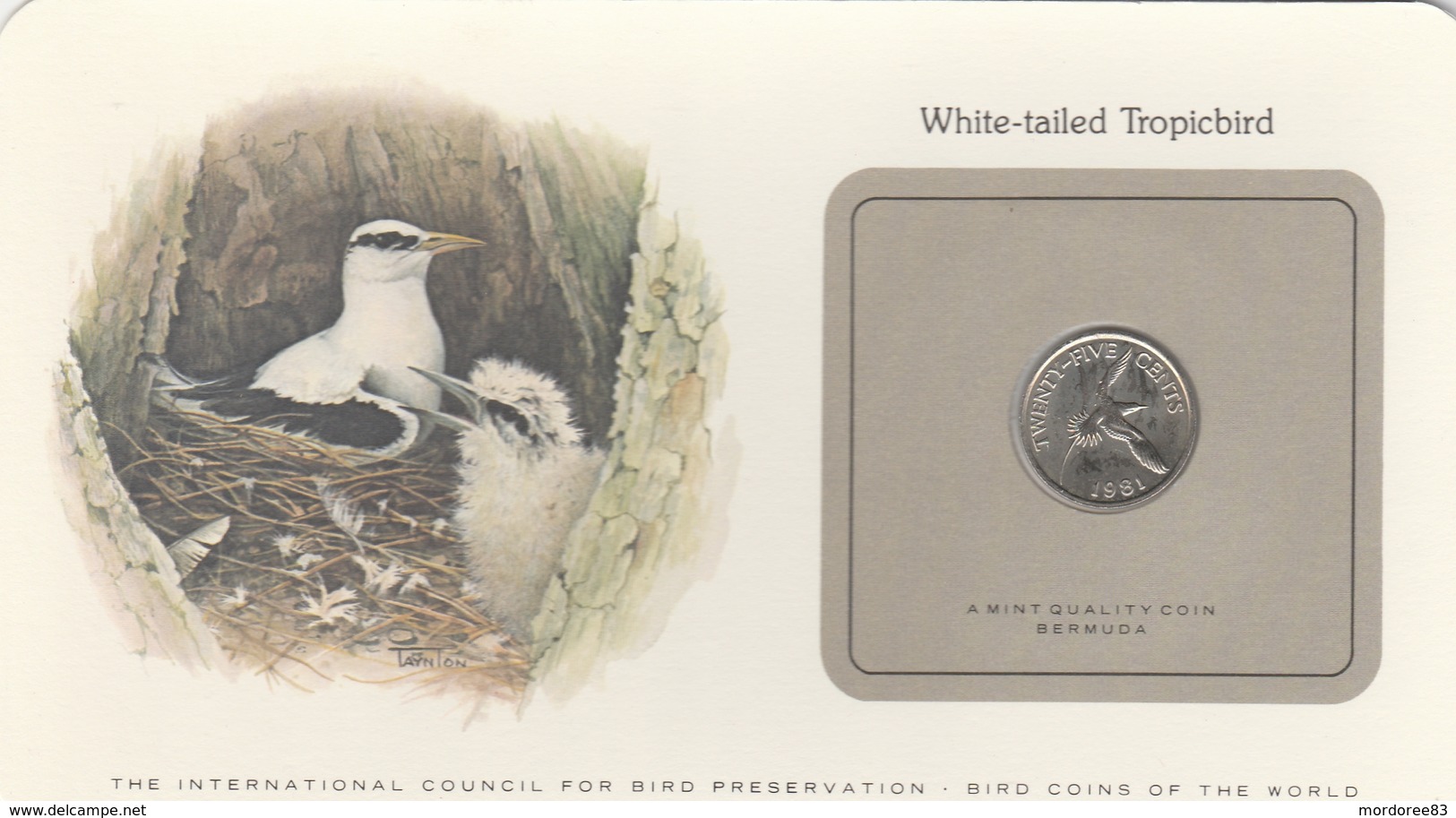 BIRD COINS OF THE WORLD - PIECE D OISEAUX  - TWENTY FIVE CENTS - WHITE TAILED TROPICBIRD - Phaéton à Bec Jaune - 1981 - Bermudes