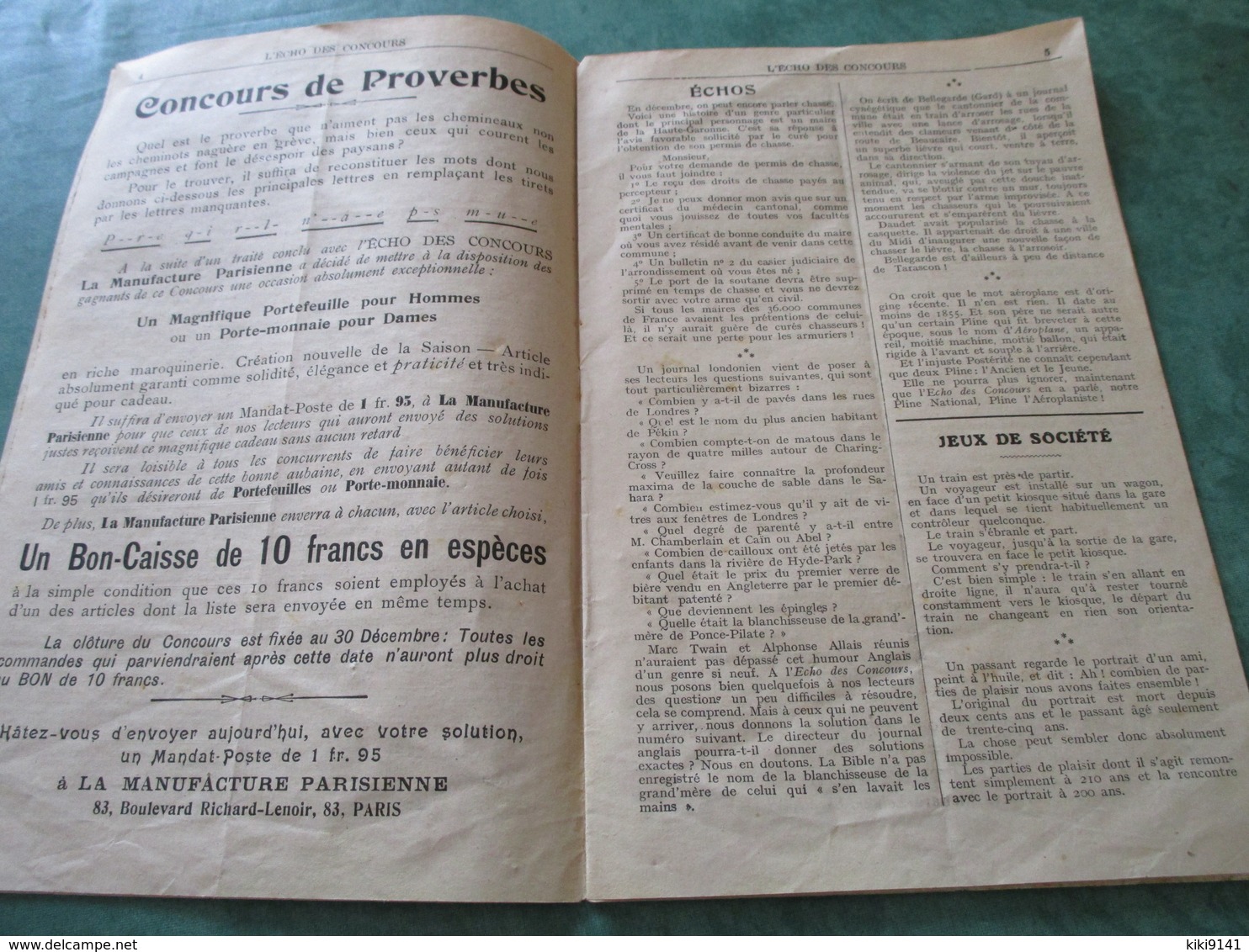 L'ECHO DES CONCOURS - Nouvelle Série N°8 - Décembre 1910 (16 Pages) - Juegos De Sociedad