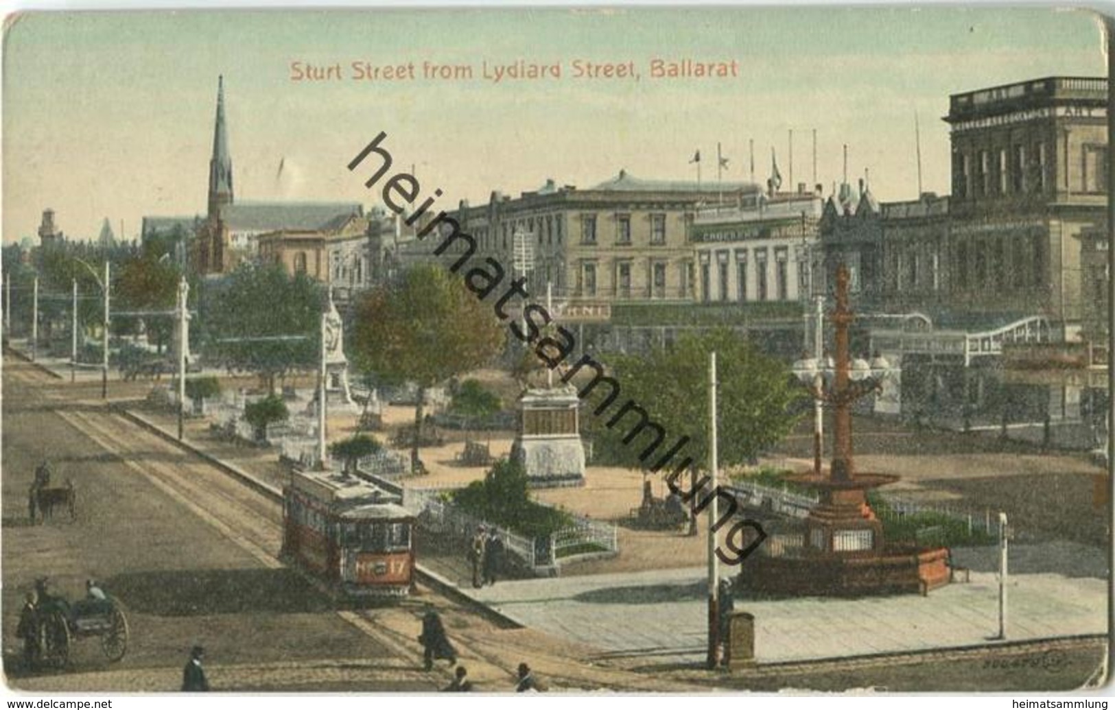 Ballarat - Sturt Street From Lydiart Street - Victoria - Verlag The Valentine & Sons Publishing Melbourne And Sydney - Ballarat