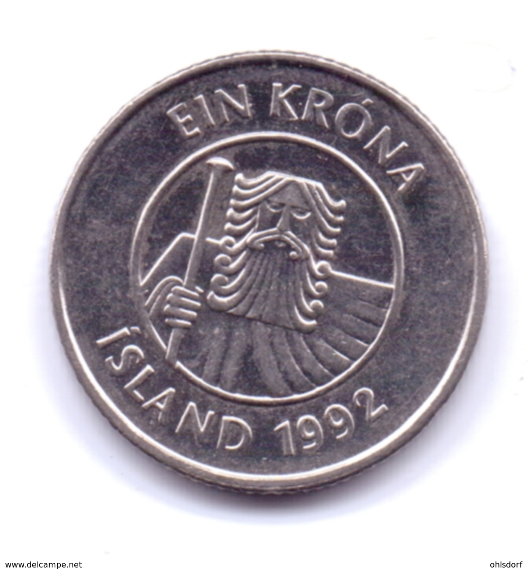 ICELAND 1992: 1 Krona, KM 27a - Iceland