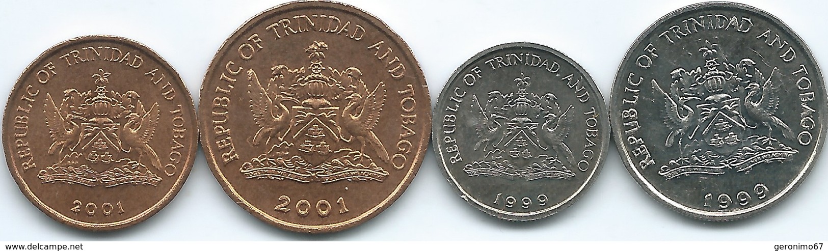 Trinidad & Tobago - 2001 - 1 & 5 Cents; 1999 - 10 & 25 Cents - Trinidad & Tobago