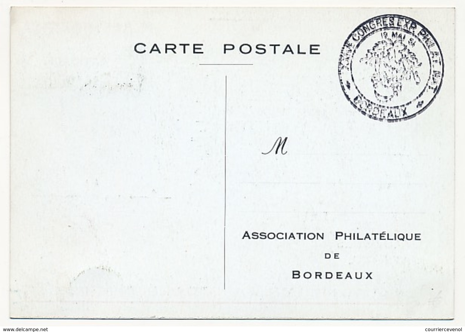 FRANCE - CP Affr 8F Chateaudun Cachet Temp "XXIV° Congrès National De BORDEAUX" 1951 - Cachets Commémoratifs