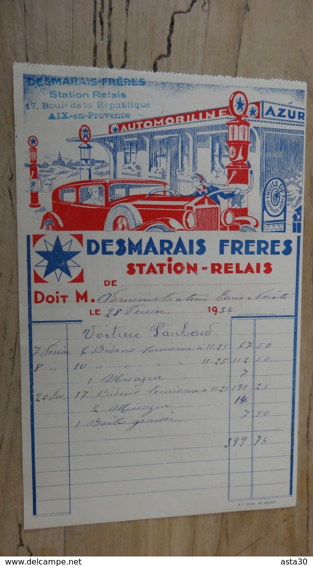 DESMARAIS Freres, Station Relais A AIX EN PROVENCE EN 1934  .................... F-2 - Automobile