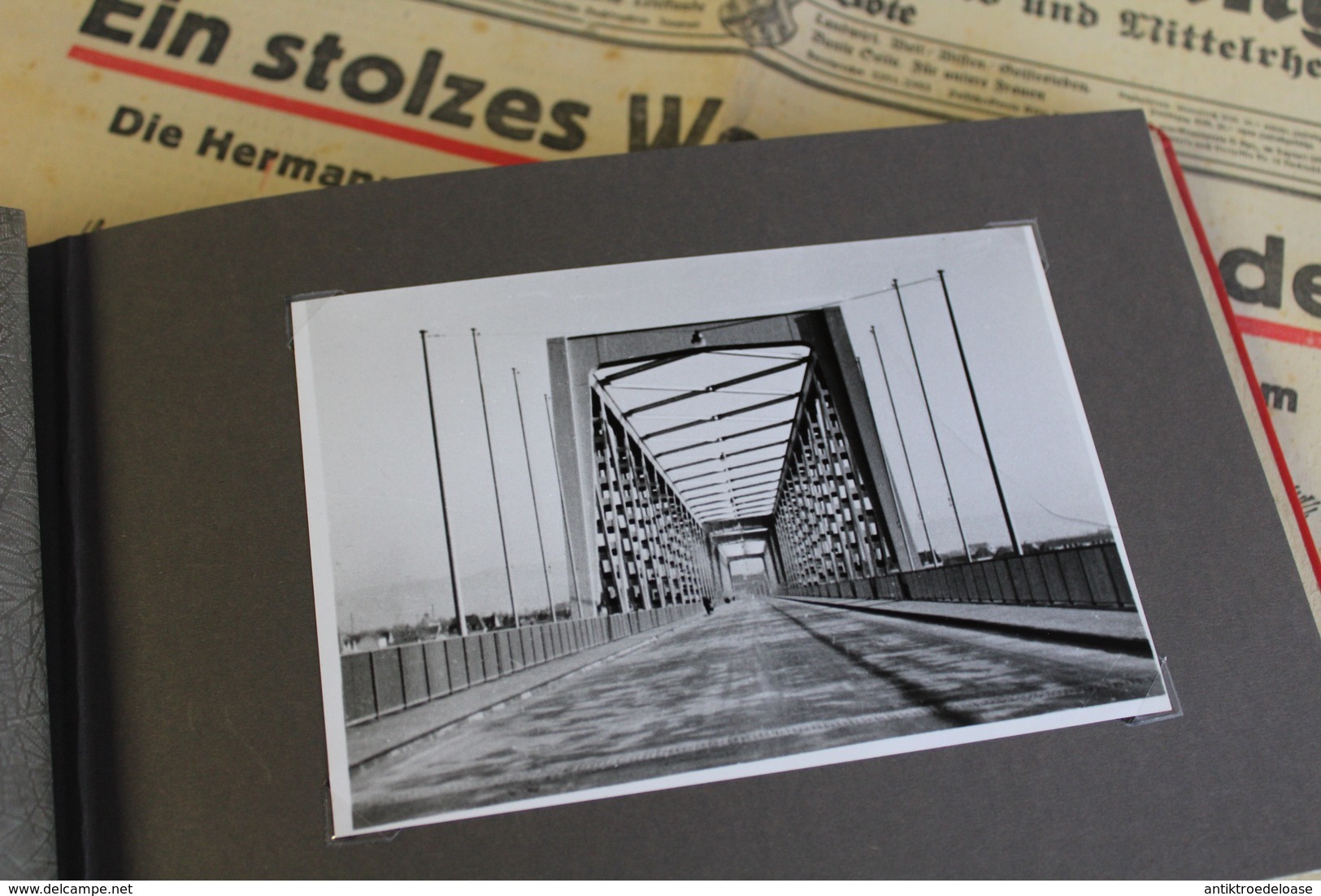 Fotoalbum 1936 Neuwieder Brückenbau Hermann-Göring-Brücke mit original Zeitung
