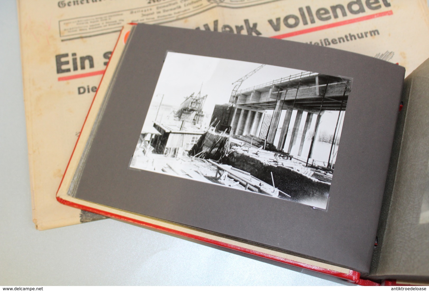 Fotoalbum 1936 Neuwieder Brückenbau Hermann-Göring-Brücke mit original Zeitung