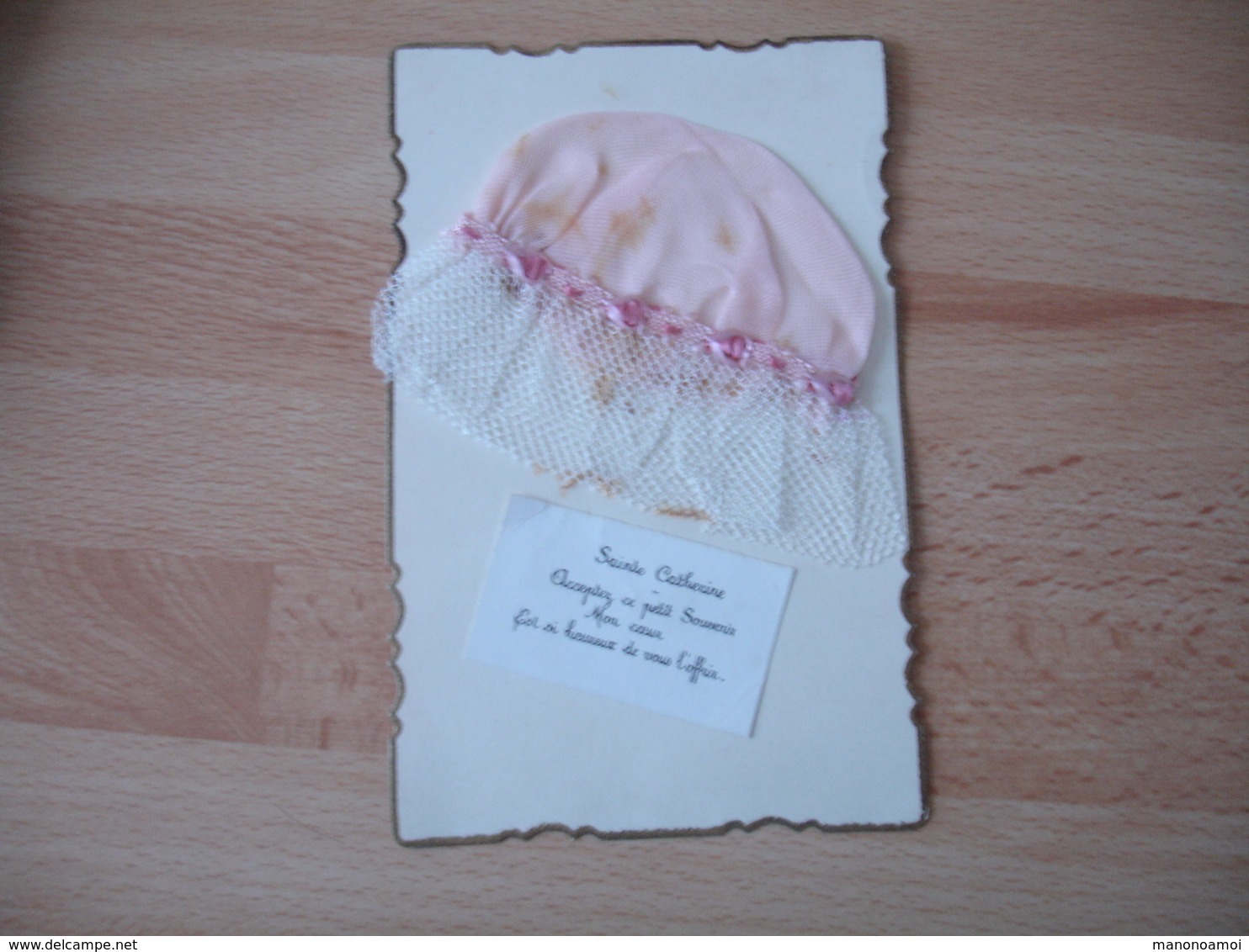 Belle Carte Bonnet Tissu Sainte Catherine  Dentelle - Other & Unclassified