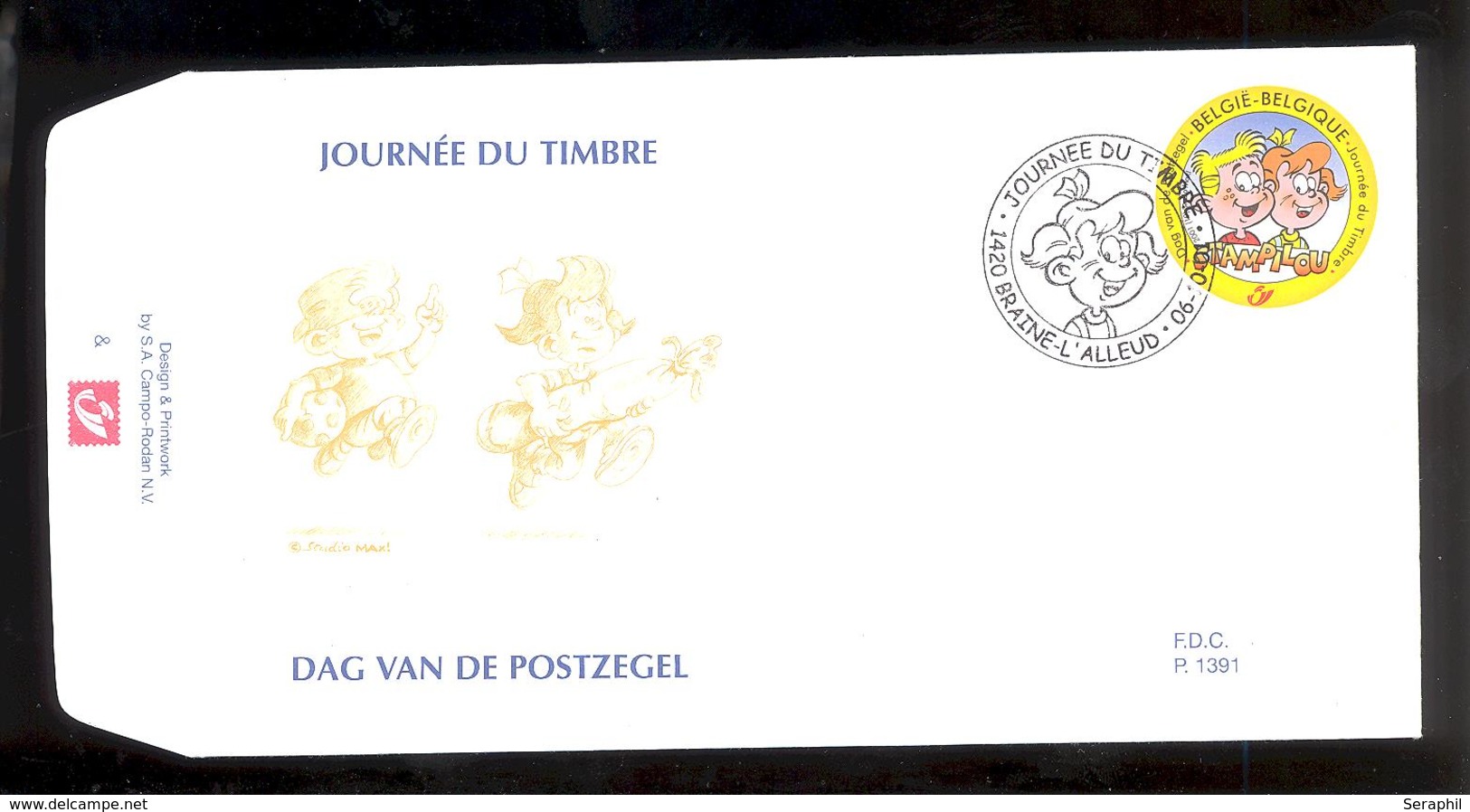 FDC  - Stam Et Pilou - B.D. - Timbre N° 3023 - FDC Tampon Braine-L'Alleud - 2001-2010