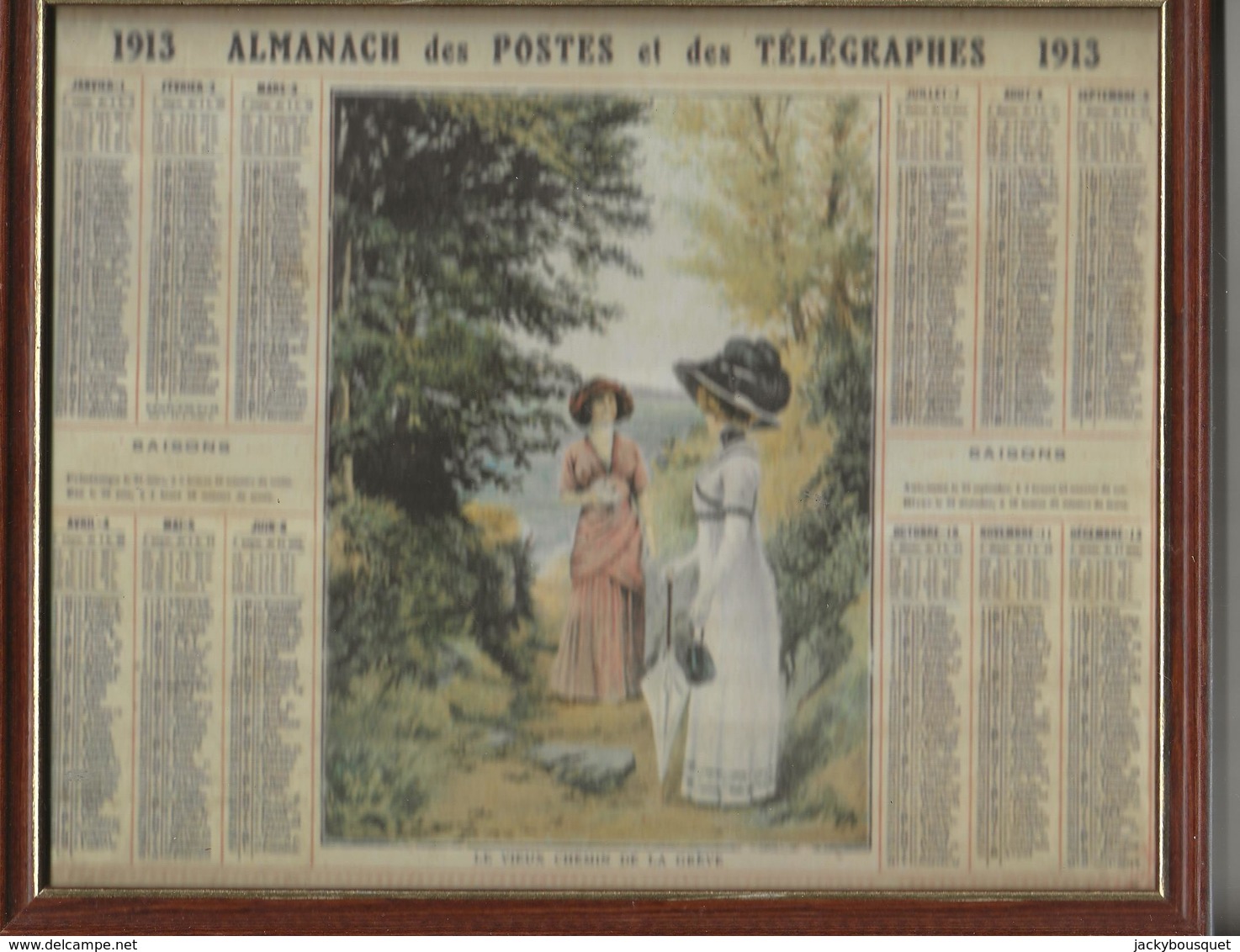 .1913 - Calendriers Des Postes Et Des Télégraphes - Avec Son Cadre - Tamaño Grande : 1901-20