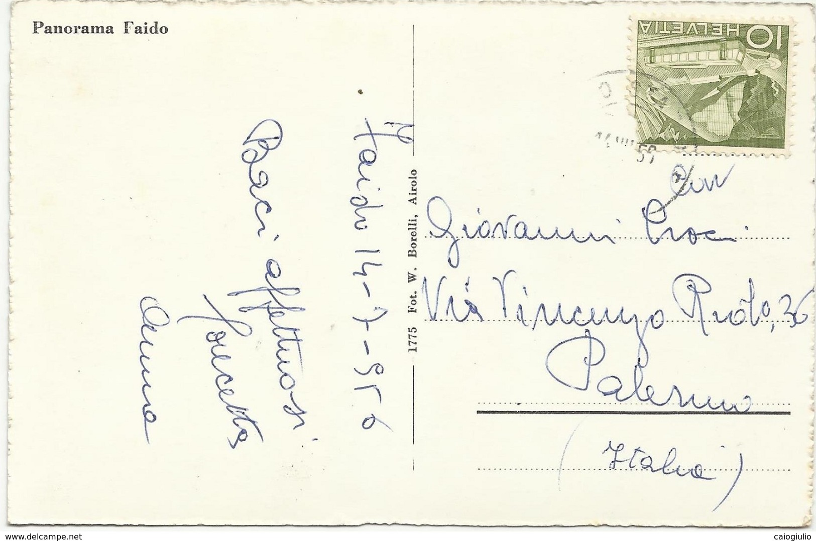 FAIDO - CANTON TICINO - VIAGGIATA 1956 - Faido