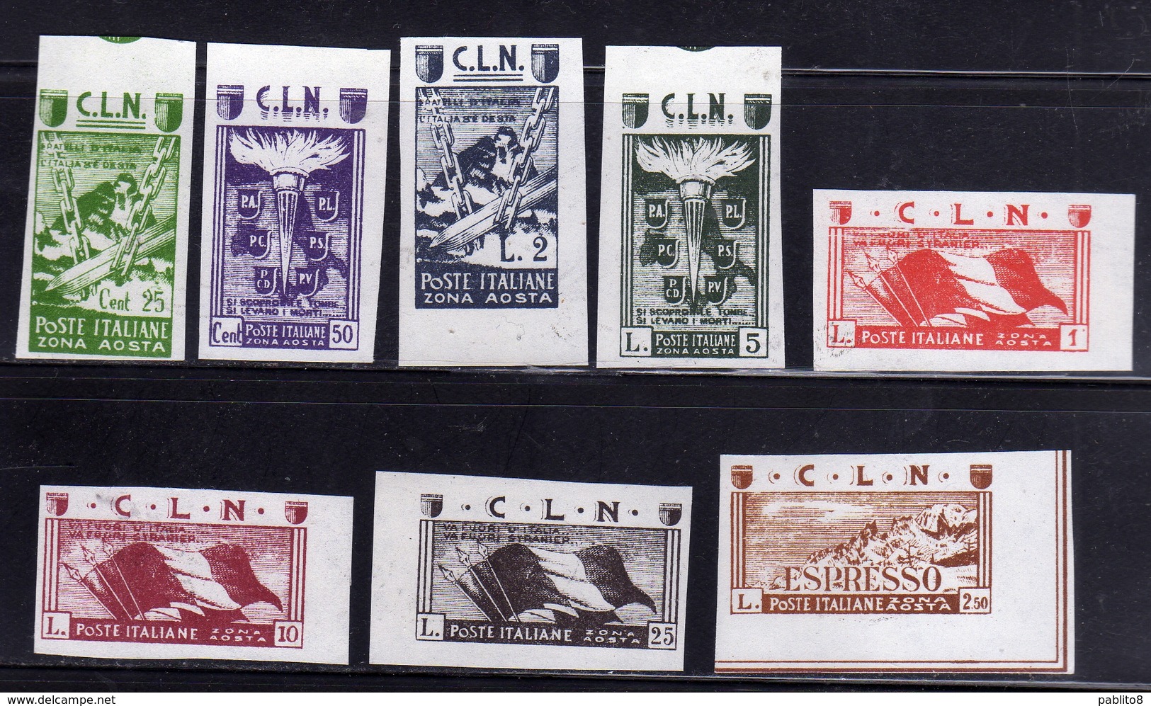 CLN AOSTA 1944 SOGGETTI VARI SERIE COMPLETA NON DENTELLATA COMPLETE SET IMPERF. MNH - National Liberation Committee (CLN)