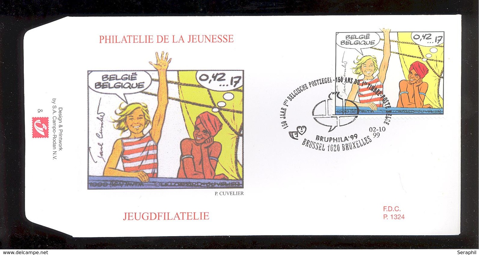 FDC - 9 B.D. Différentes - Philatélie De La Jeunesse -  Timbres N° 2841/49- Tampon Brussel /Bruxelles Ovale Bulle Tintin - 1991-2000