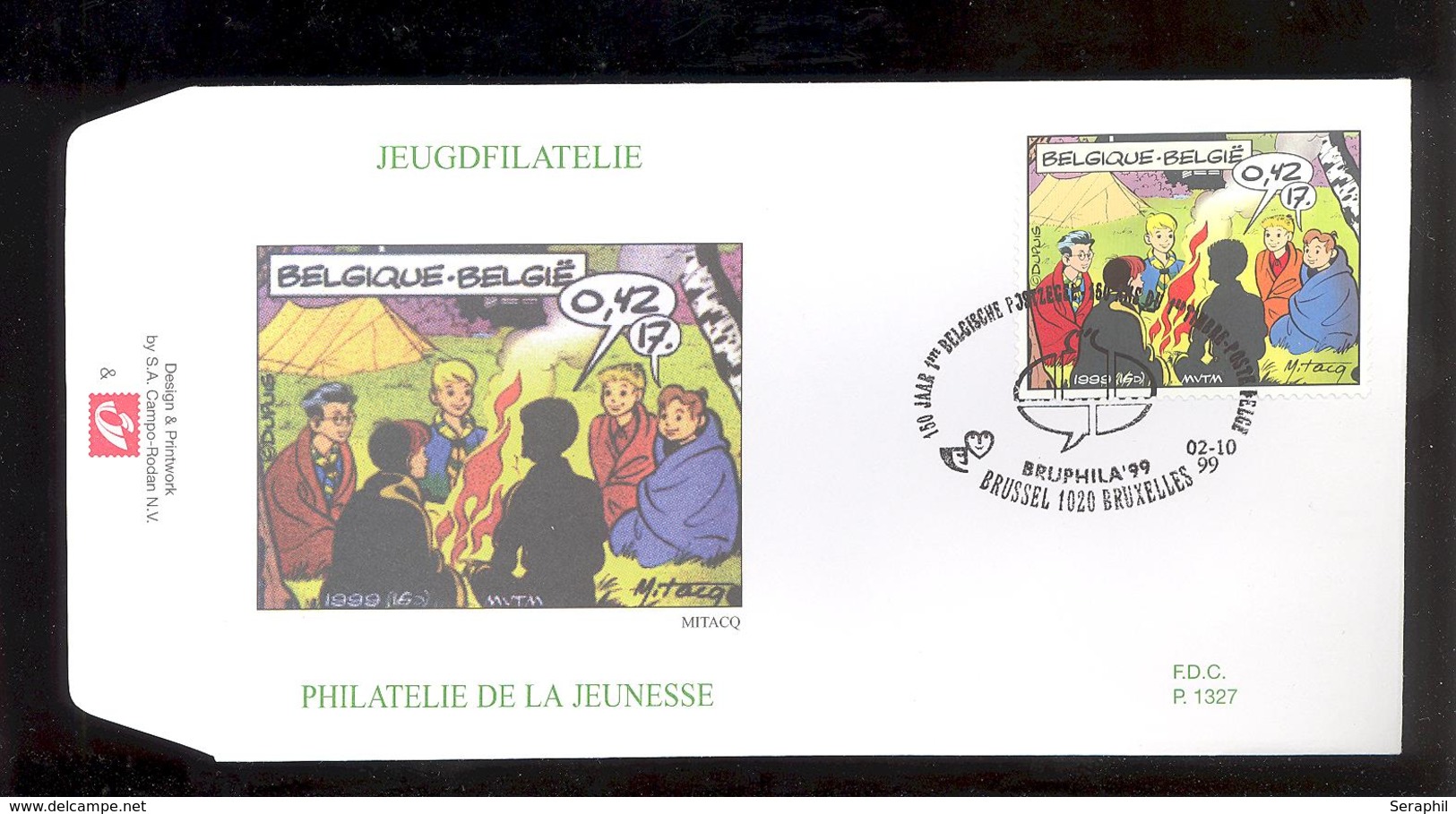 FDC - 9 B.D. Différentes - Philatélie de la Jeunesse -  Timbres n° 2841/49- Tampon Brussel /Bruxelles Ovale bulle Tintin