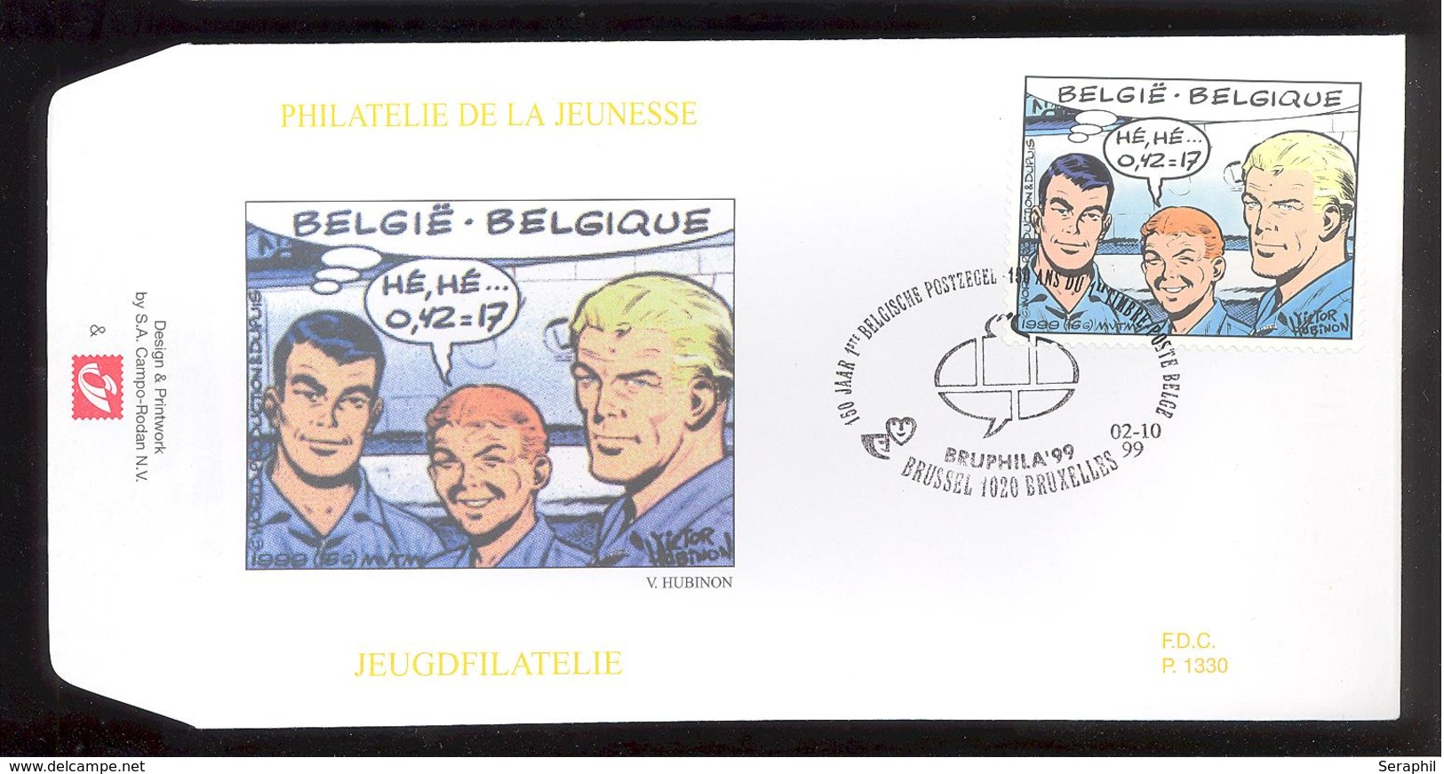 FDC - 9 B.D. Différentes - Philatélie de la Jeunesse -  Timbres n° 2841/49- Tampon Brussel /Bruxelles Ovale bulle Tintin