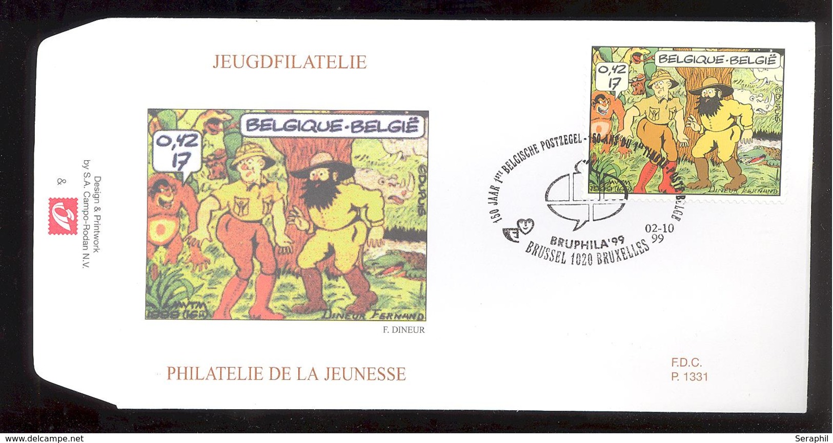 FDC - 9 B.D. Différentes - Philatélie de la Jeunesse -  Timbres n° 2841/49- Tampon Brussel /Bruxelles Ovale bulle Tintin