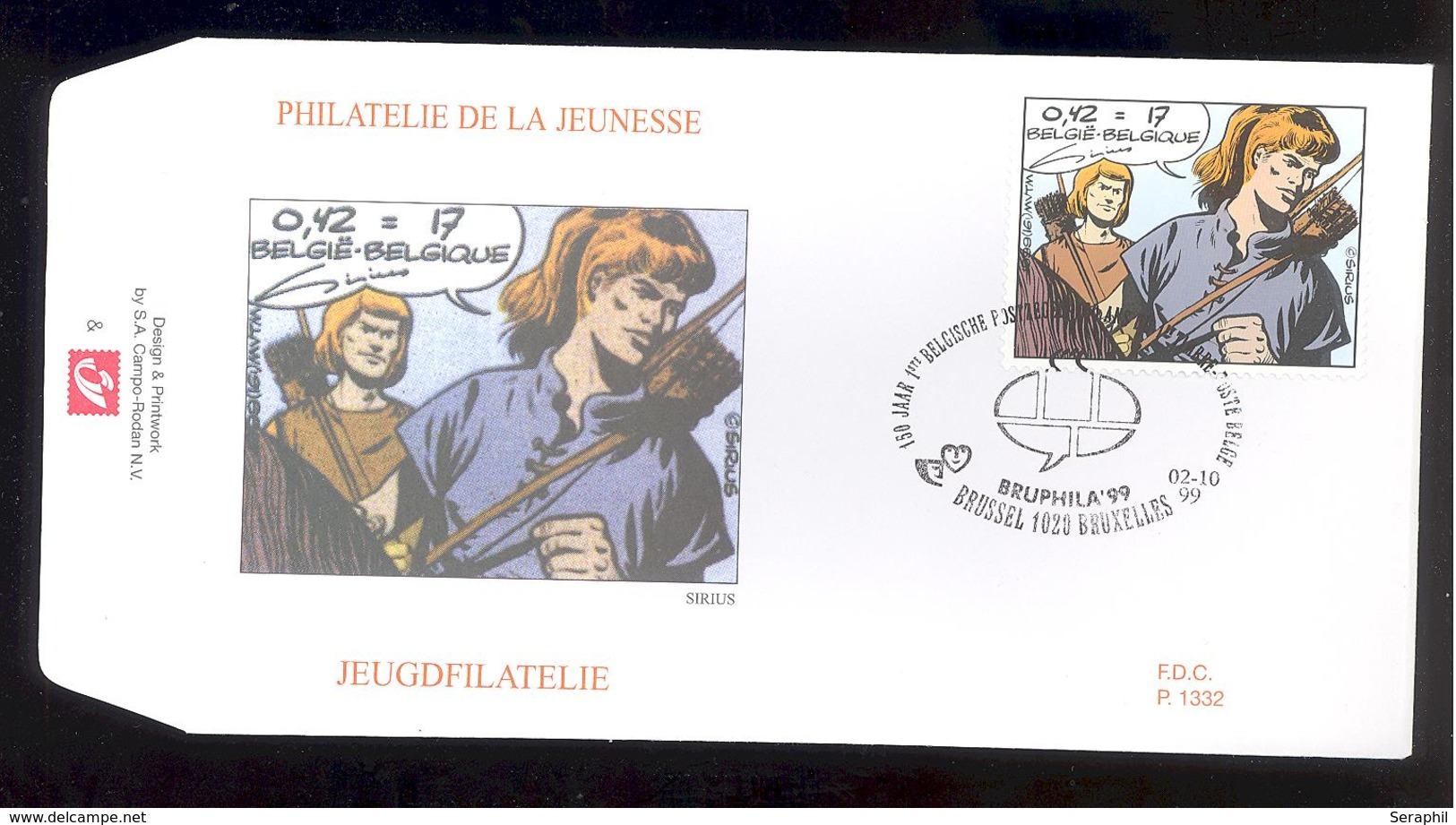 FDC - 9 B.D. Différentes - Philatélie de la Jeunesse -  Timbres n° 2841/49- Tampon Brussel /Bruxelles Ovale bulle Tintin