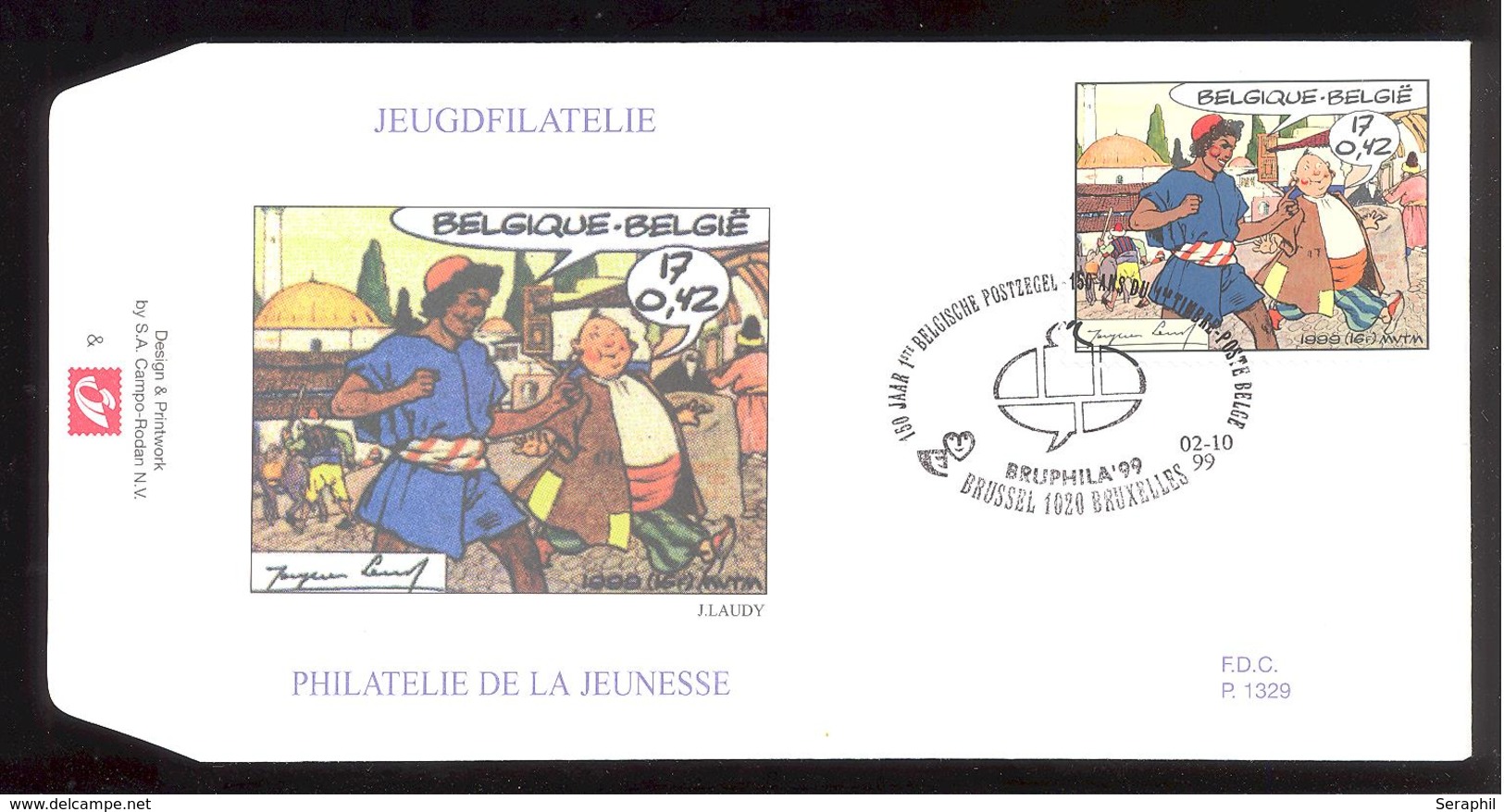 FDC - 9 B.D. Différentes - Philatélie de la Jeunesse -  Timbres n° 2841/49- Tampon Brussel /Bruxelles Ovale bulle Tintin