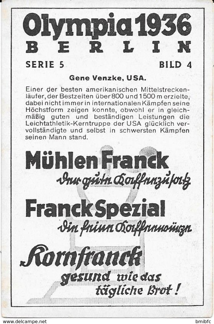 Olympia 1936 - BERLIN - Gene Venzke, USA - Tarjetas