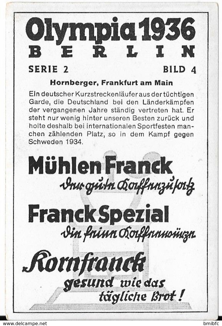 Olympia 1936 - BERLIN - Hornberger, Frankfurt Am Main - Trading Cards