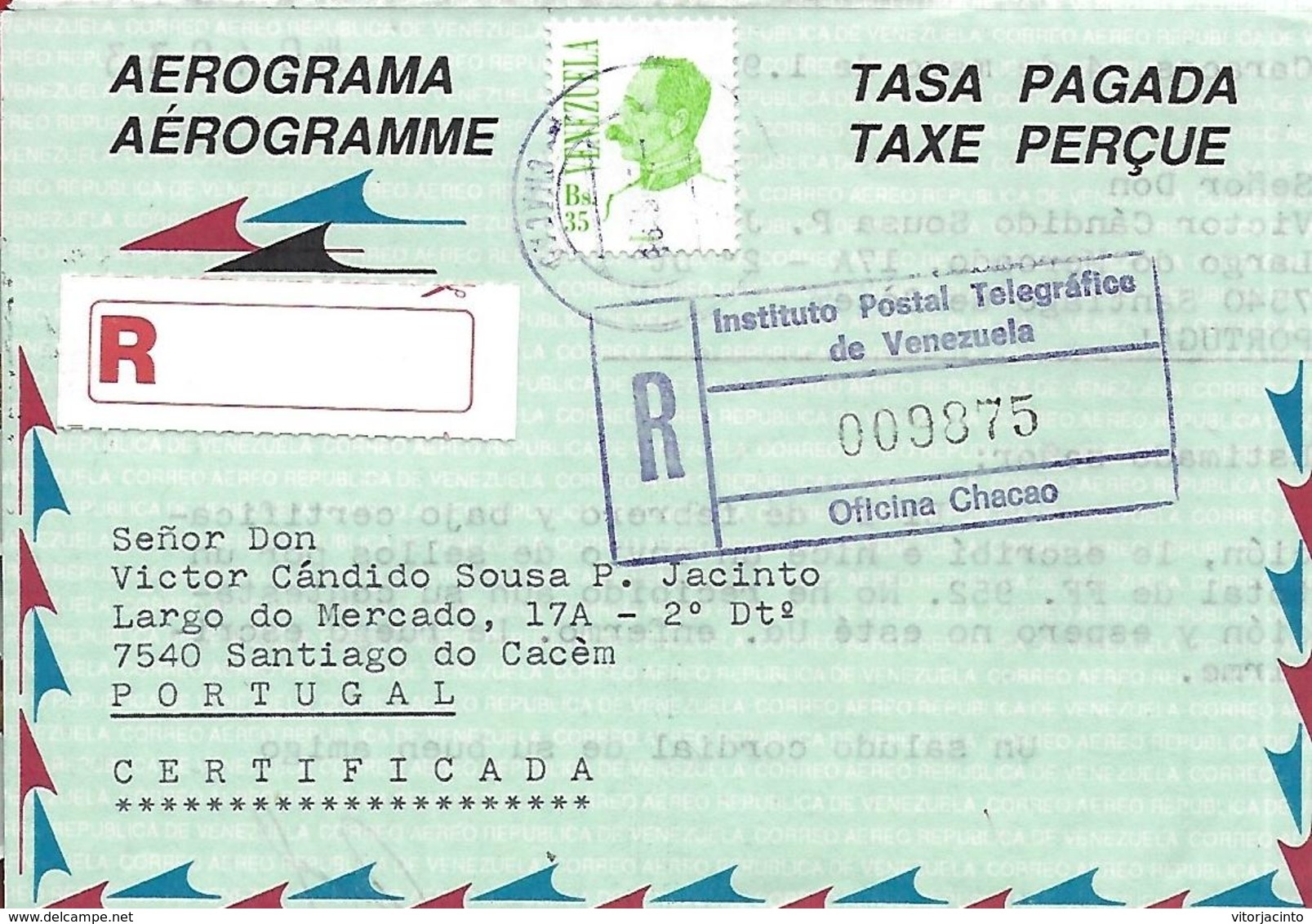 Venezuela - Aérogramme - PP (Tasa Pagada) - Real Circulated "1995" - Venezuela