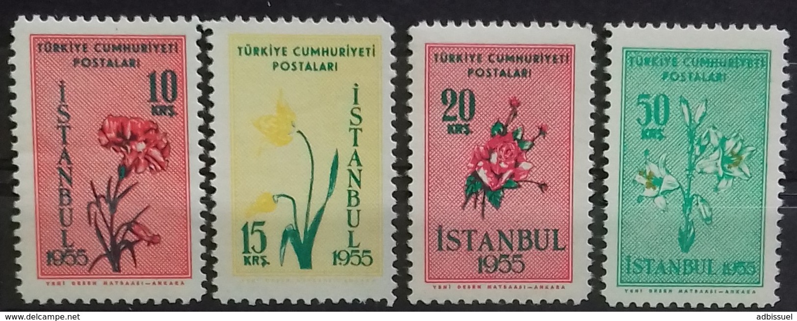 TURQUIE TURKEY N° 1235 à 1238 COTE 5,50 €  NEUFS ** MNH 1955 FETE DES FLEURS ET DU PRINTEMPS A ISTAMBUL - Neufs