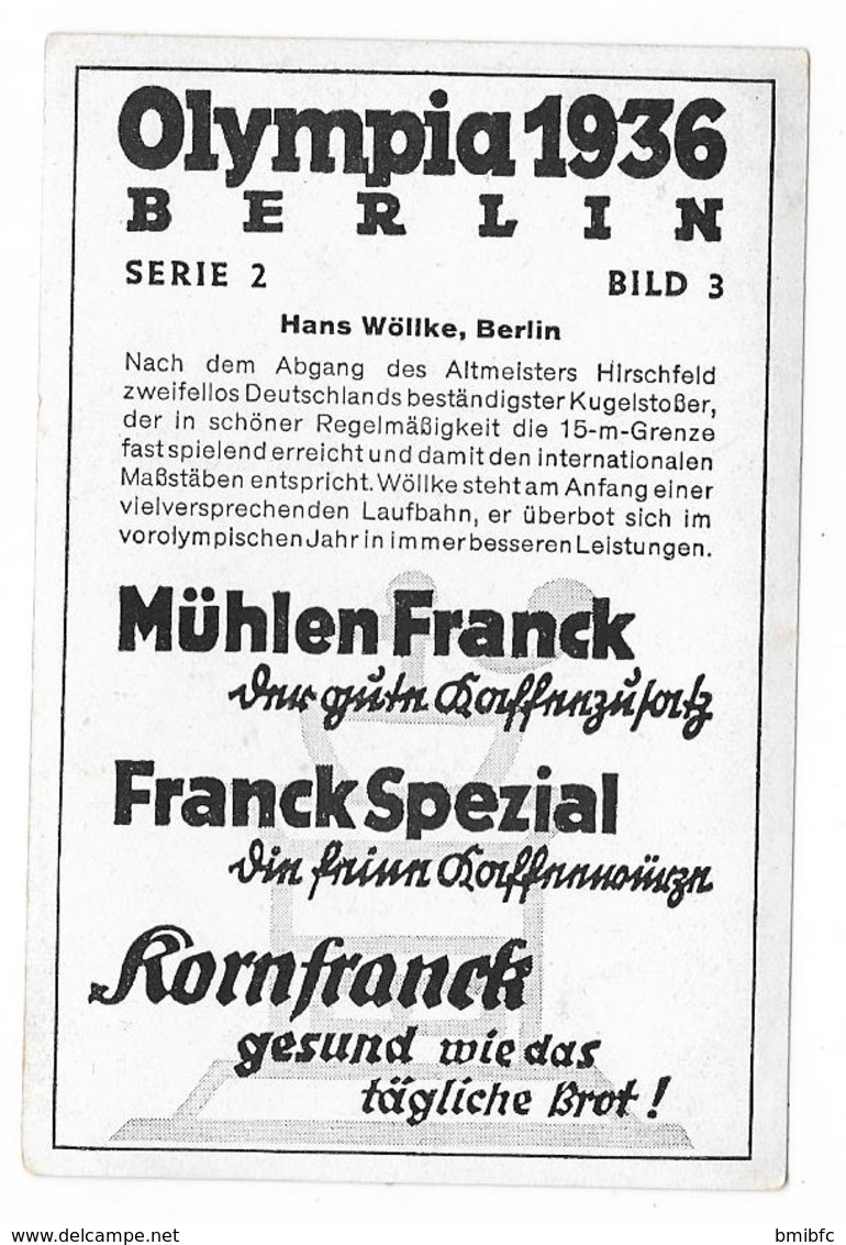 Olympia 1936 - BERLIN - Hans Wöllke, Berlin - Trading Cards