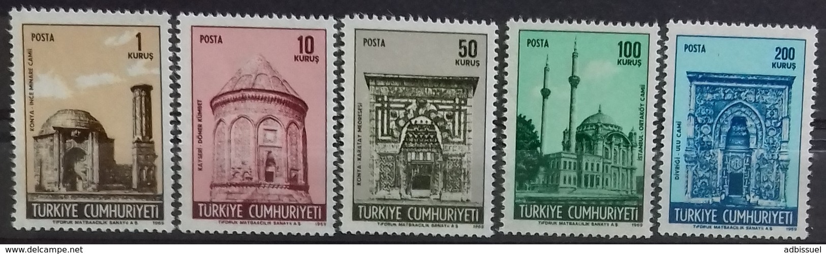 TURQUIE TURKEY N° 1897 à 1901 COTE 7 €  NEUFS ** MNH 1969 MONUMENTS - Neufs