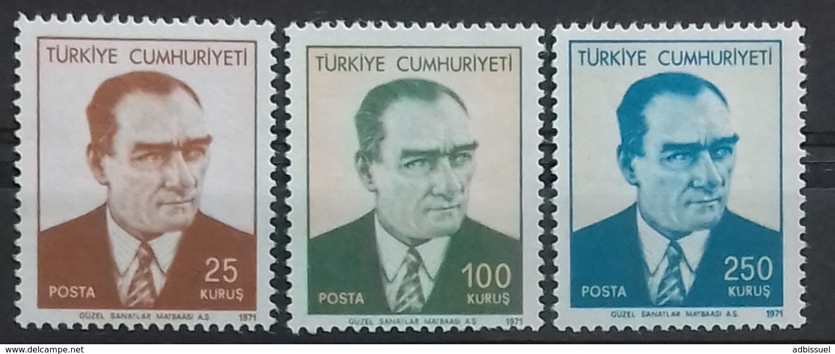 TURQUIE TURKEY N° 1983 à 1985 COTE 6 €  NEUFS ** MNH 1971 ATATURK - Ongebruikt