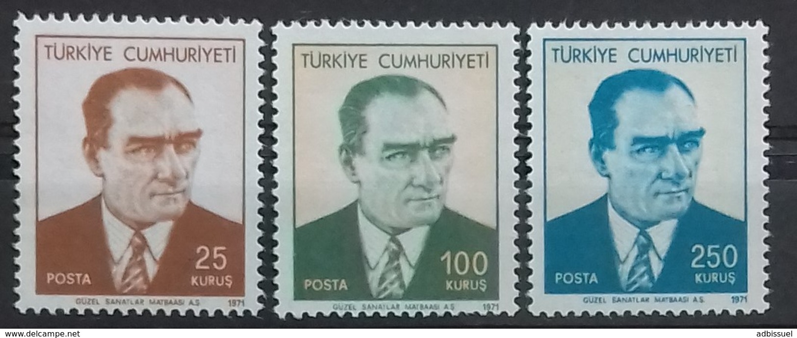 TURQUIE TURKEY N° 1983 à 1985 COTE 6 €  NEUFS ** MNH 1971 ATATURK - Nuevos
