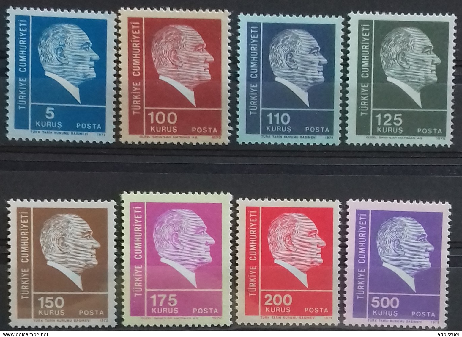 TURQUIE TURKEY N° 2040 à 2047 COTE 13,50 €  NEUFS ** MNH 1972 ATATURK - Nuevos