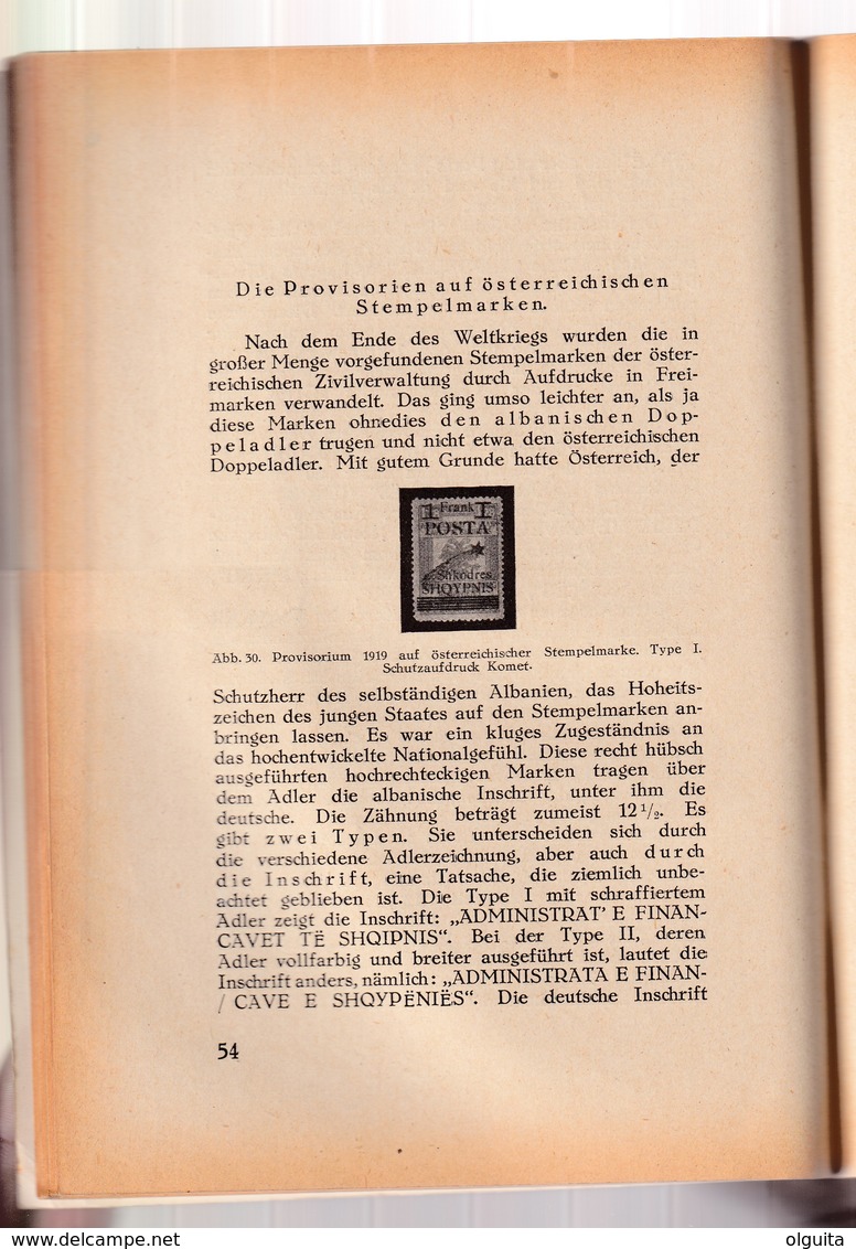 929/30 -- LIVRE ALBANIEN Und Seine Postwertzeichen , Par Friedrich Wallisch , 107 Pages , 1940 - Administrations Postales