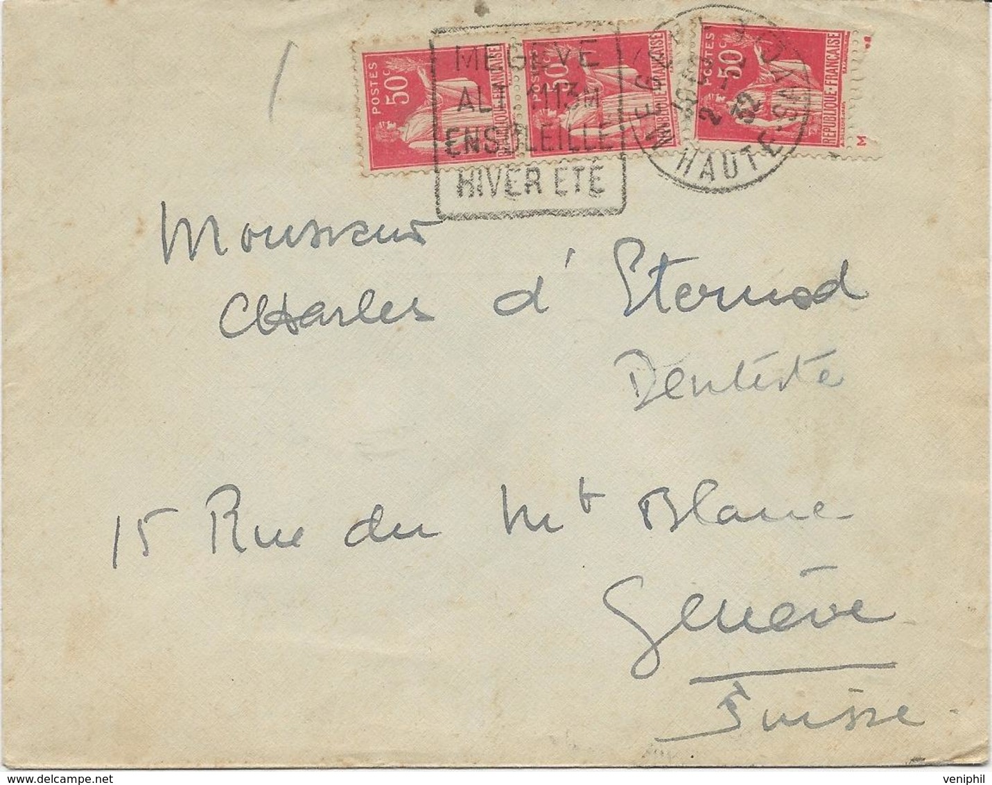 LETTRE OBLITERATION DAGUIN - MEGEVE -HTE SAVOIE -ALT 1113 M ENSOLEILLE -HIVER ETE - ANNEE 1932 - Mechanical Postmarks (Other)