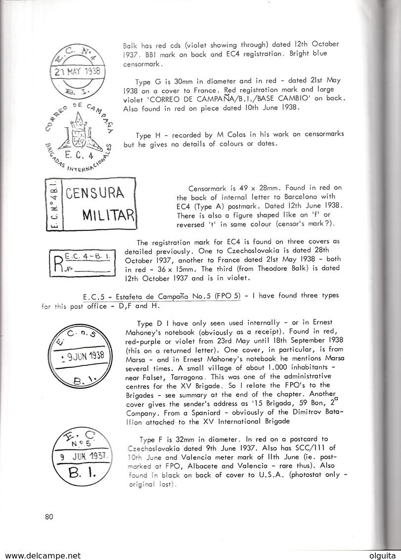 938/30 -- LIVRE Postal History Of The International Brigades - SPAIN 1936/39 , Par R. Shelley, 164 Pages, 1979 - ETAT TB - Philatelie Und Postgeschichte