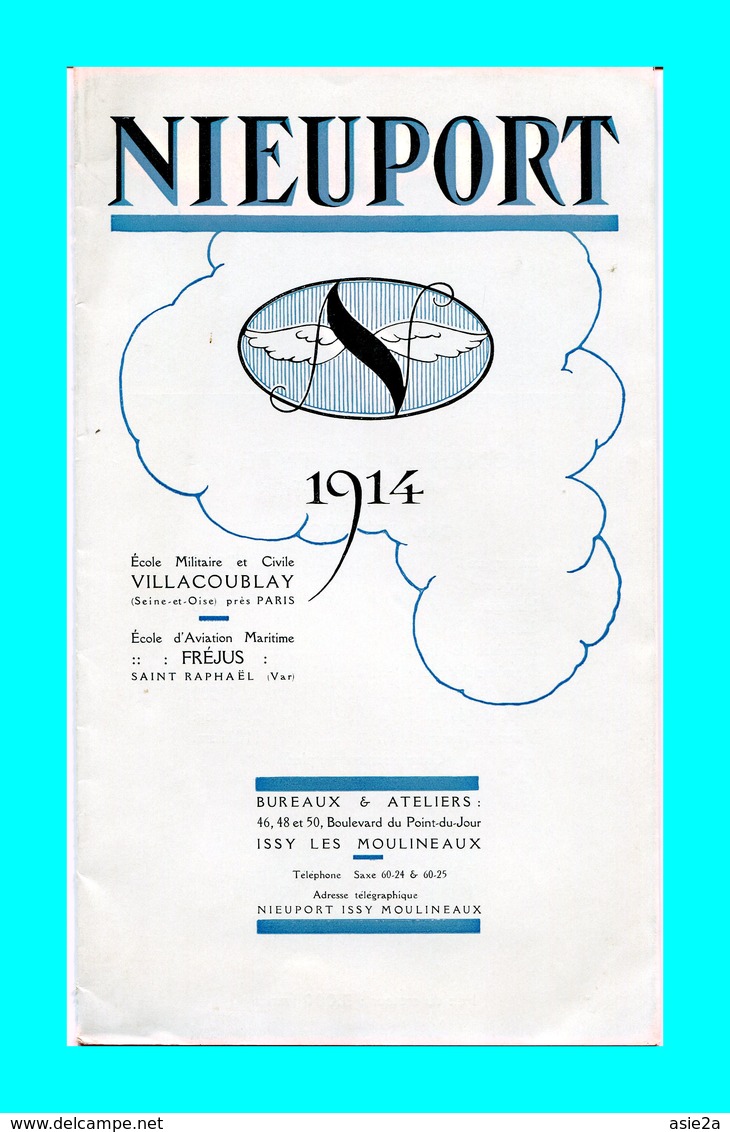 Dépliant Publicitaire  AEROPLANES NIEUPORT 1914    Fréjus - Issy Les Moulineaux - Villacoublay. - AeroAirplanes