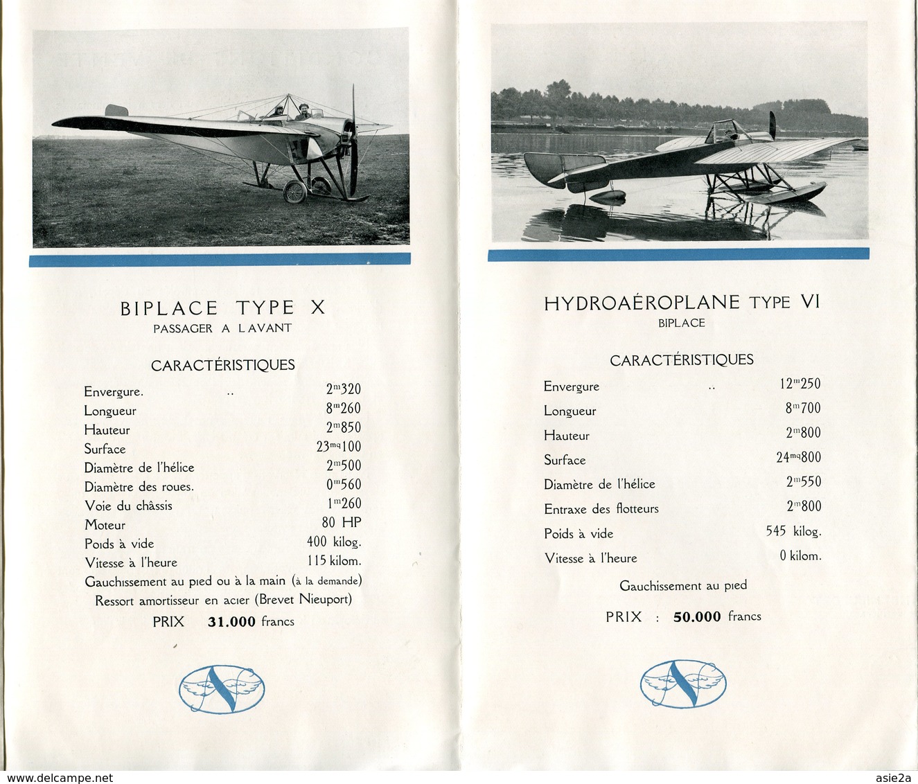 Dépliant Publicitaire  AEROPLANES NIEUPORT 1914    Fréjus - Issy Les Moulineaux - Villacoublay. - AeroAirplanes