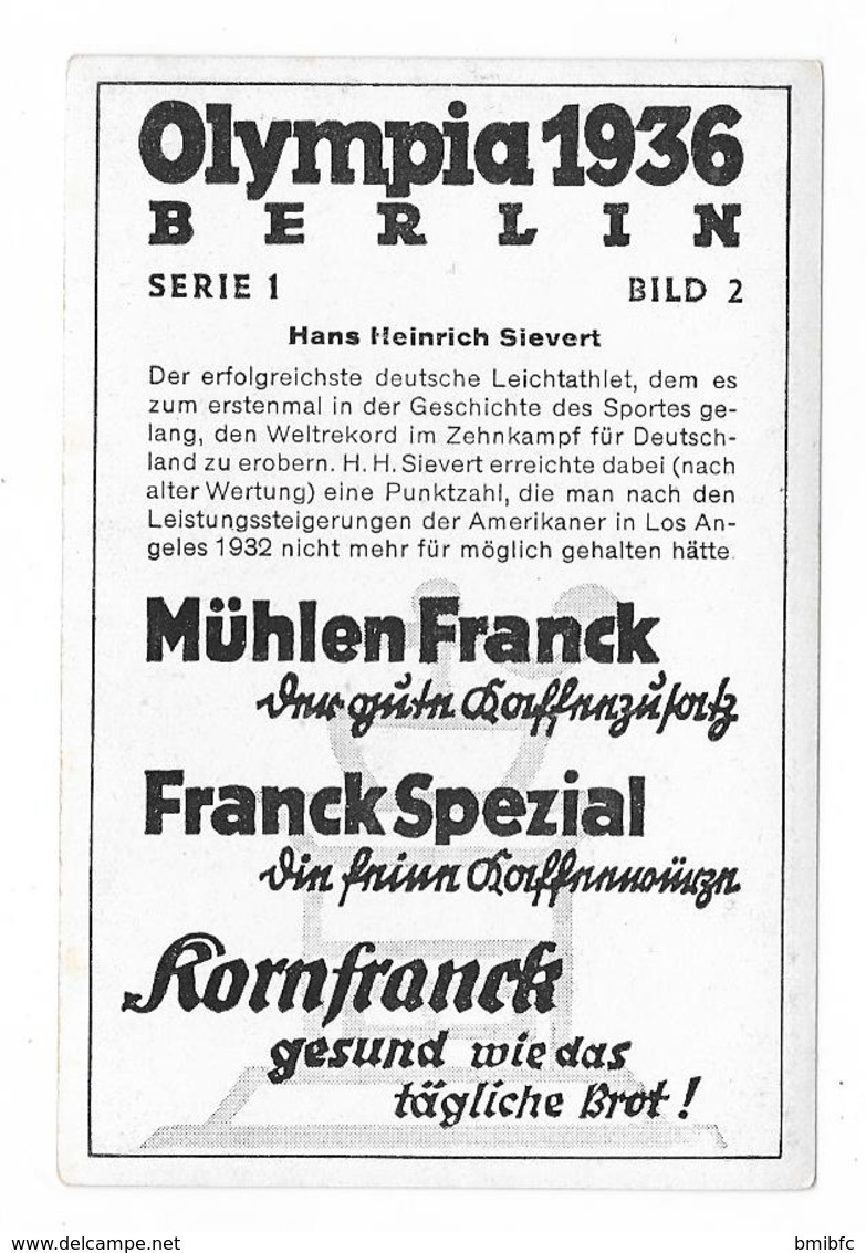 Olympia 1936 - BERLIN - Hans Heinrich Sievert - Trading Cards