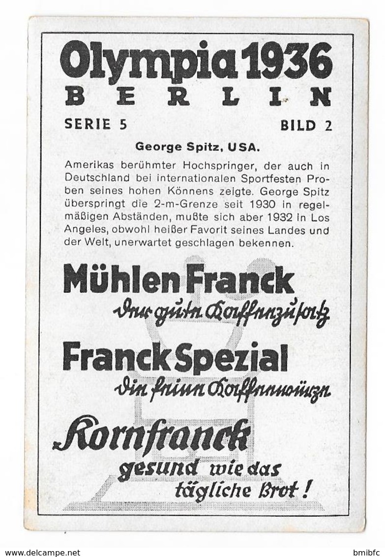 Olympia 1936 - BERLIN - Georges Spitz, USA - Trading Cards