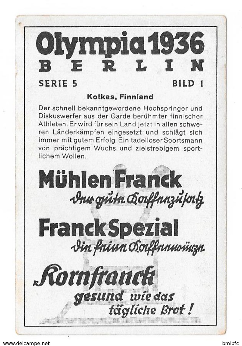 Olympia 1936 - BERLIN -  Kotkas, Finnland - Trading Cards