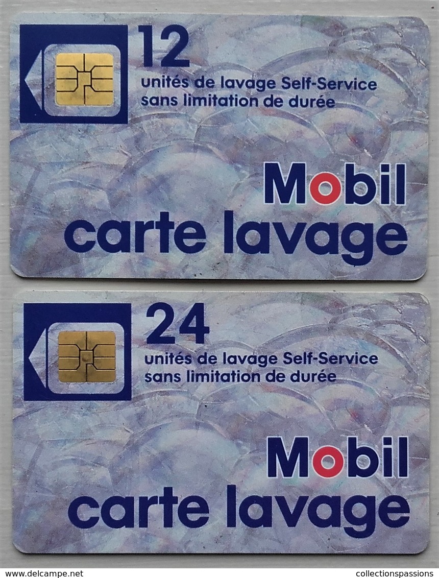 - Carte De Lavage. MOBIL. Lot De 2 Cartes. 12 Et 24 Unités - - Car Wash Cards