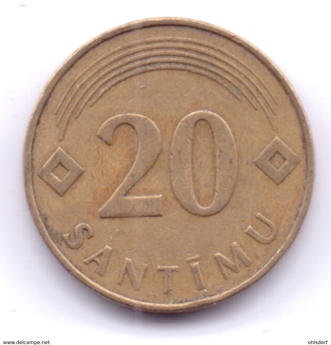 LATVIA 1992: 20 Santimu, KM 22 - Letonia