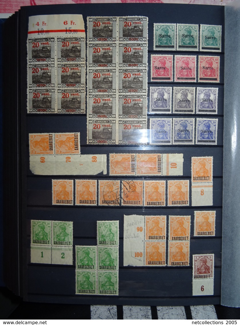 SAAR SAARGEBIET AVEC SURCHARGE EN BANDE, PAIRE, VARIETE, MILLESIME LOT DE 132 TIMBRES NEUF SANS GOMME ET OBLITERES (C.B) - Collections, Lots & Séries