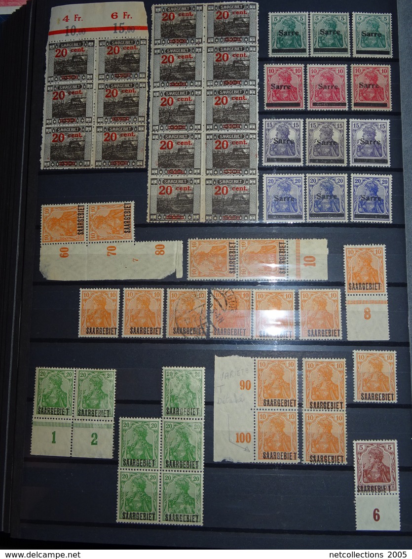 SAAR SAARGEBIET AVEC SURCHARGE EN BANDE, PAIRE, VARIETE, MILLESIME LOT DE 132 TIMBRES NEUF SANS GOMME ET OBLITERES (C.B) - Collections, Lots & Séries