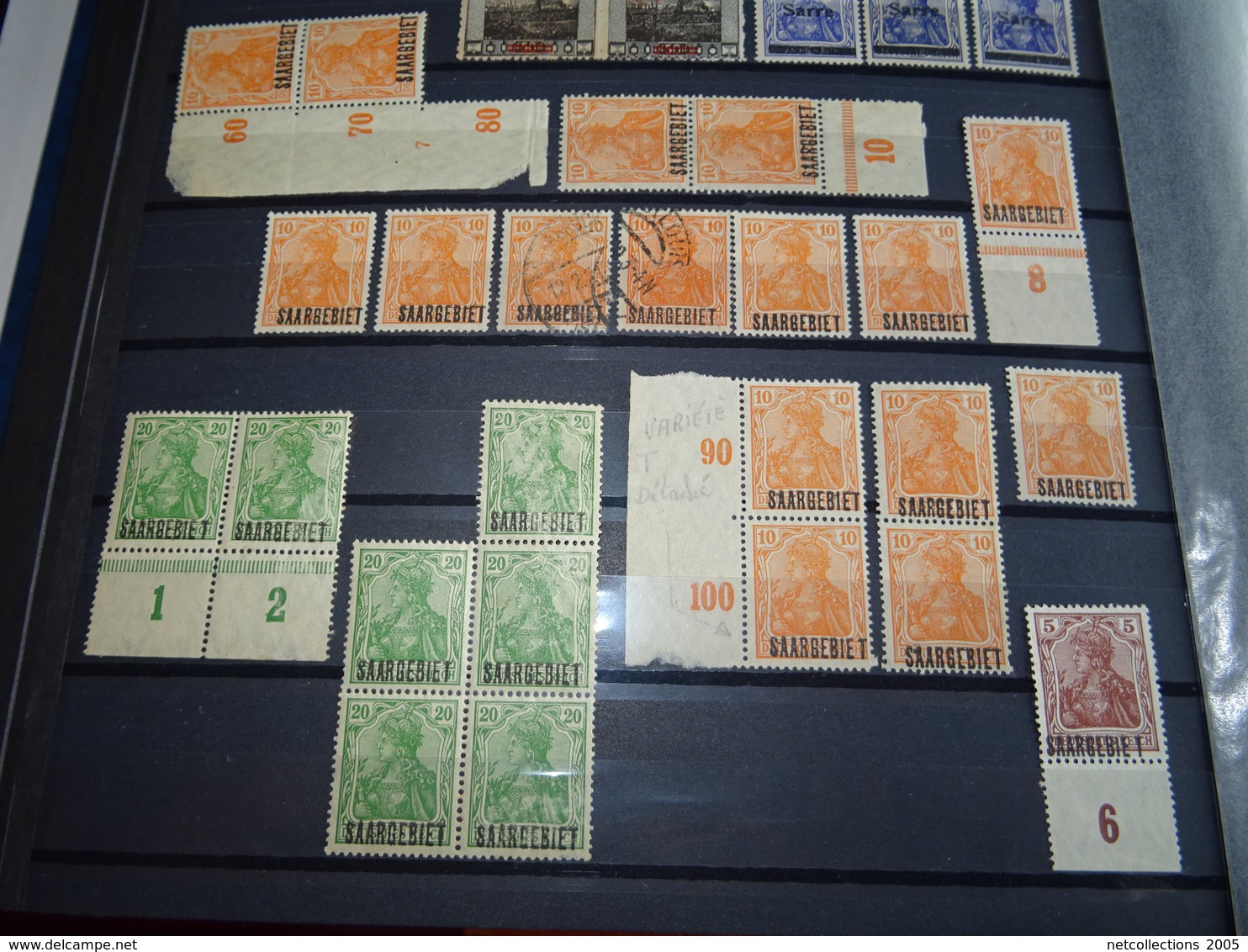 SAAR SAARGEBIET AVEC SURCHARGE EN BANDE, PAIRE, VARIETE, MILLESIME LOT DE 132 TIMBRES NEUF SANS GOMME ET OBLITERES (C.B) - Collections, Lots & Séries