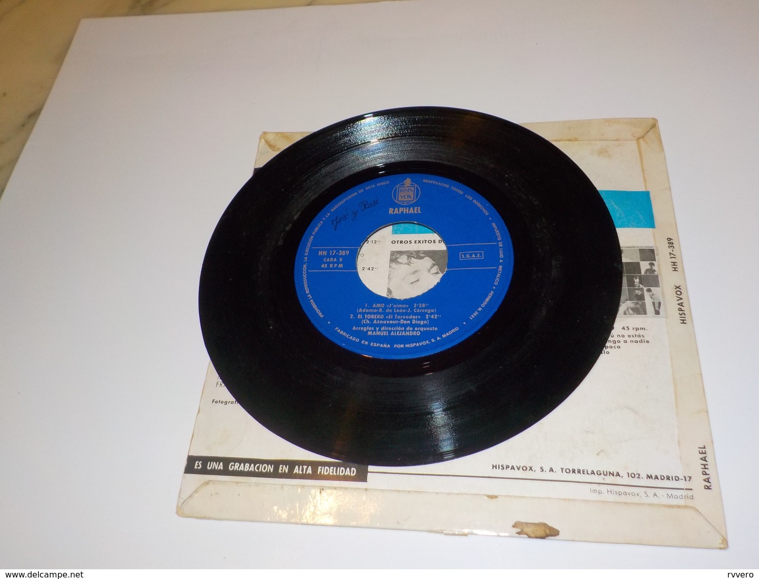 45 TOURS  RAPHAEL LA CANCION DEL TRABAJO 1966 - Autres - Musique Espagnole