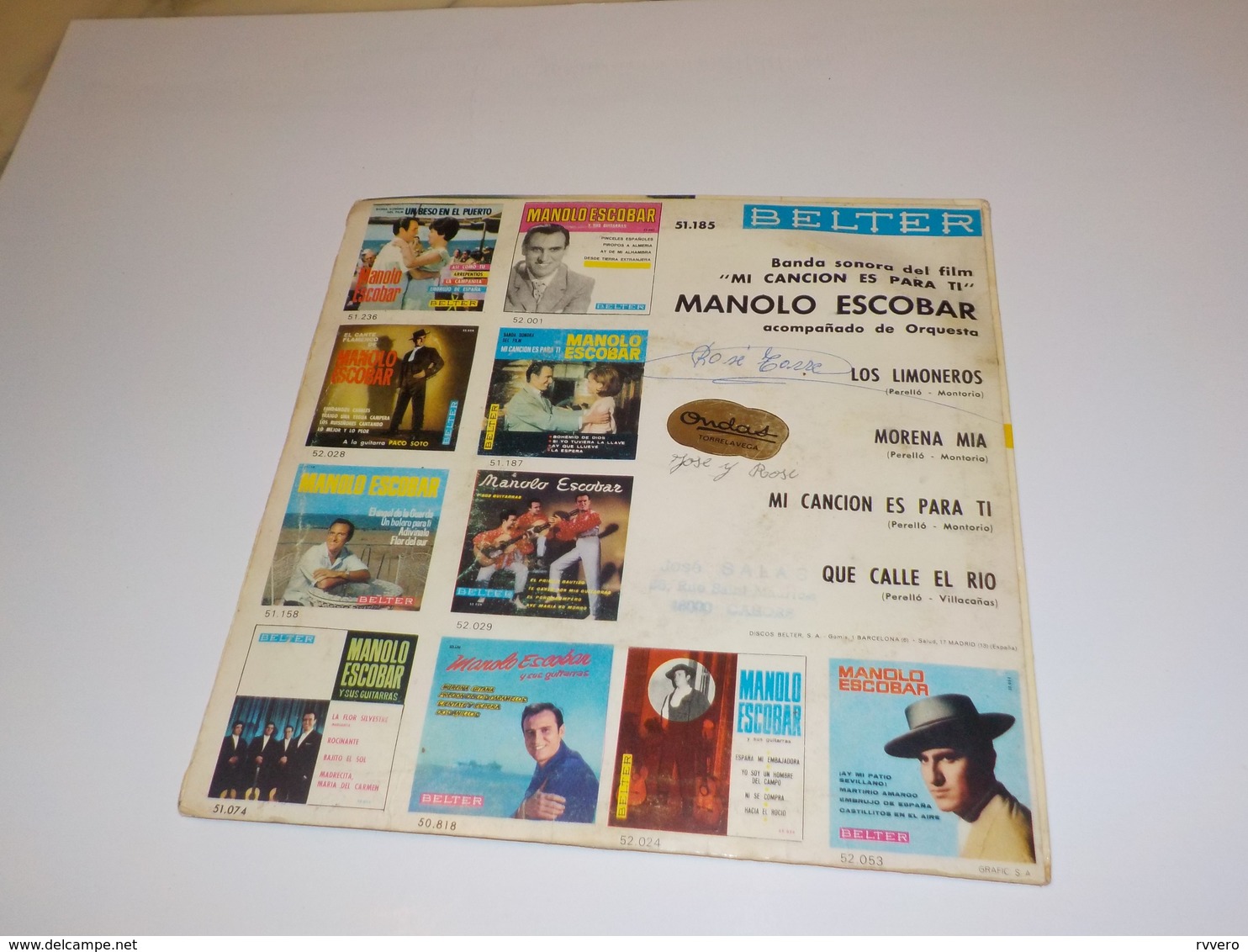 45 TOURS  MANOLO ESCOBAR LIMONEROS - Other - Spanish Music