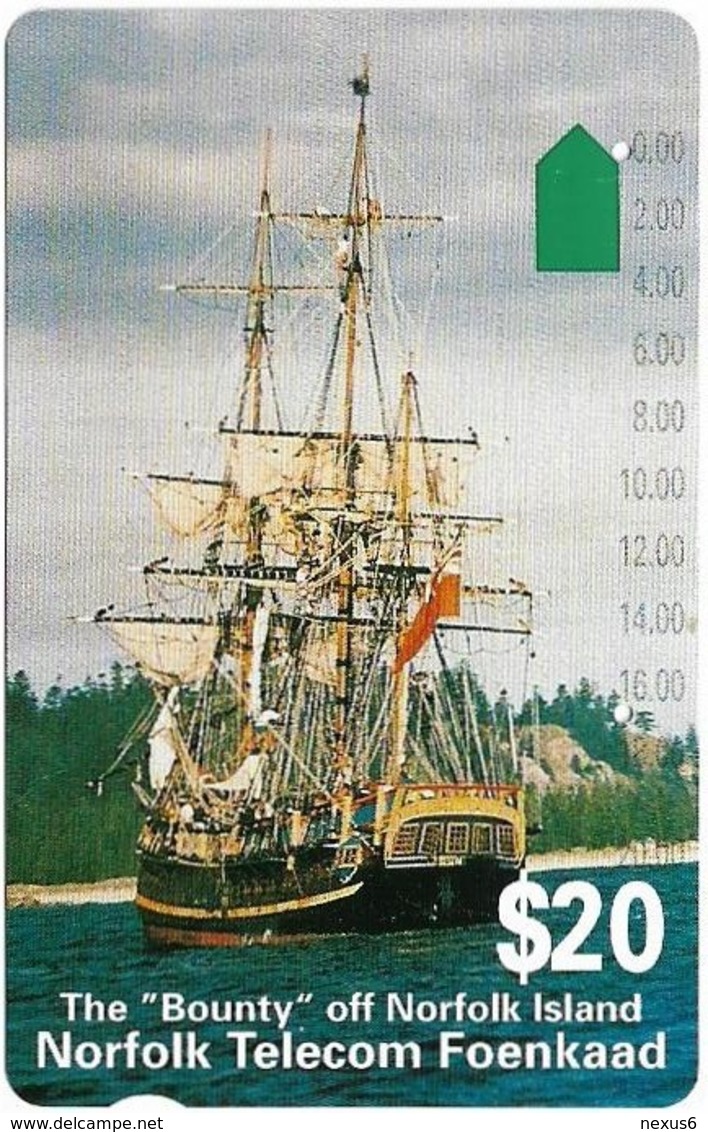 Norfolk Isl. - Telstra (Anritsu) - The 'Bounty' Ship (NOT SCC Issue), 1994, 20$, 14.000ex, Used - Isla Norfolk