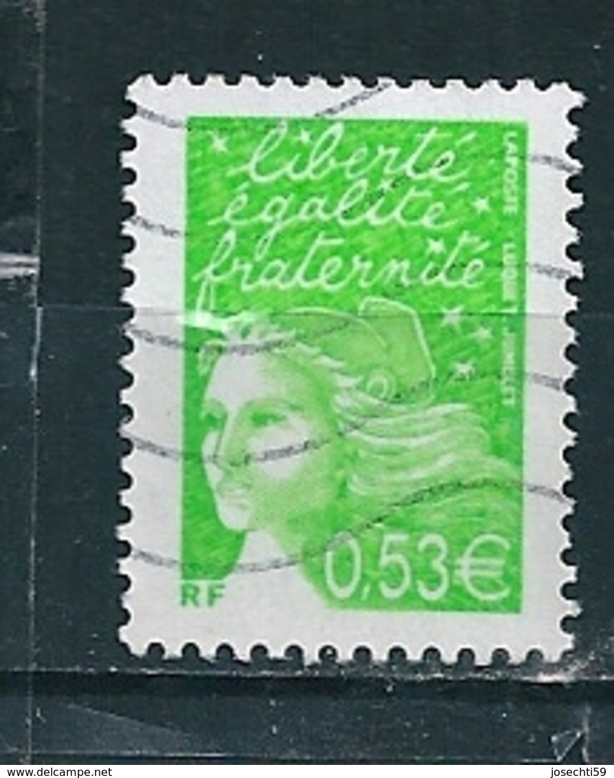 N° 3450 Marianne Du 14 Juillet 0.53 Vert-jaune  Timbre Stamp 2002  France Oblitéré - Usados